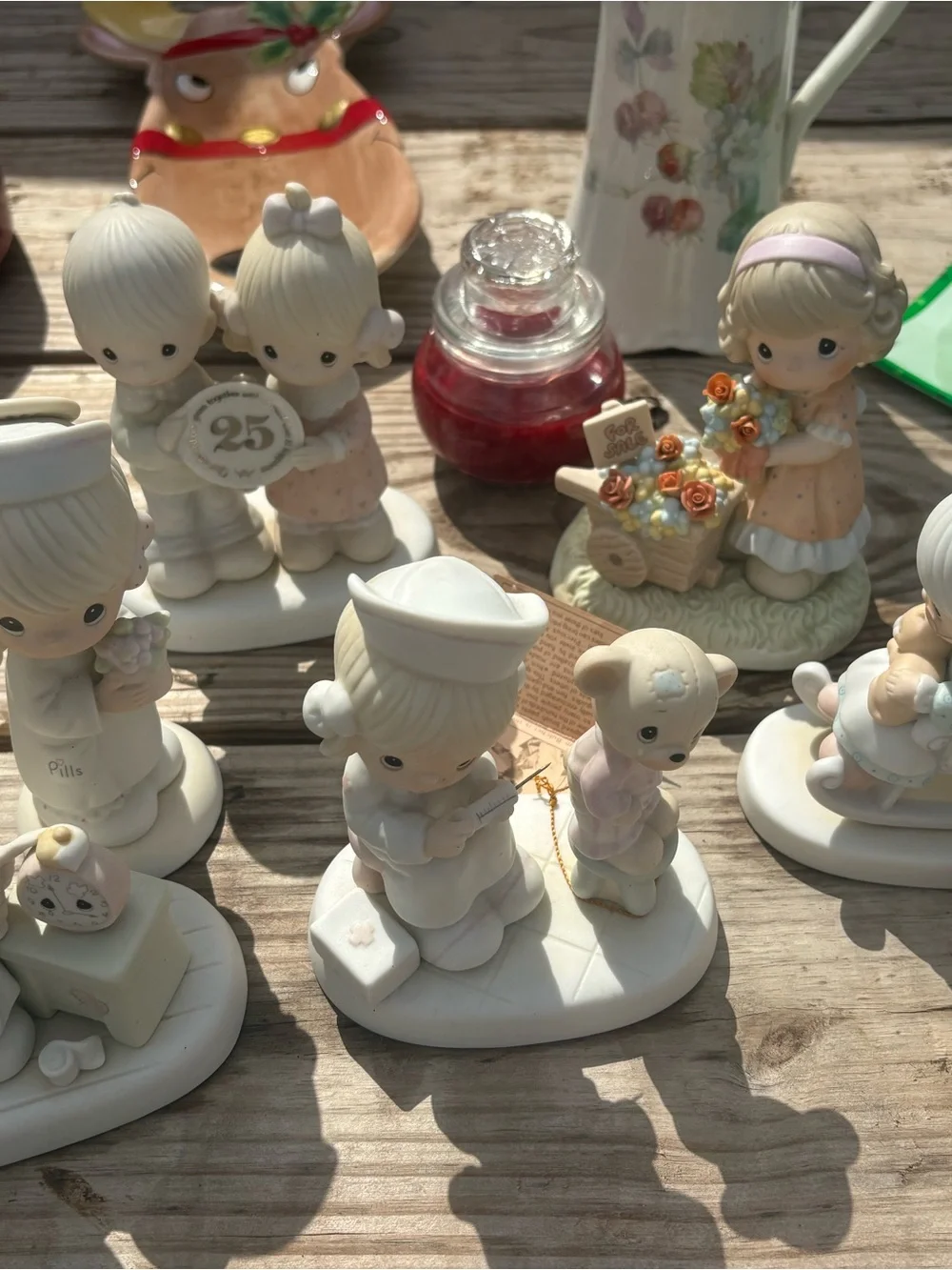Precious Moments Cream Porcelain Figurine Set with Pastel Accents